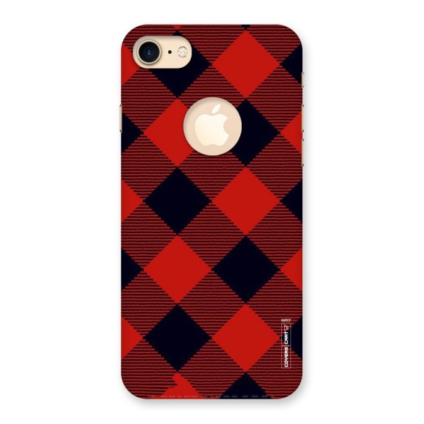 Red Diagonal Check Back Case for iPhone 7 Logo Cut