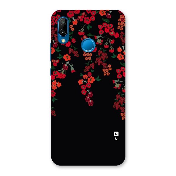 Red Floral Pattern Back Case for Huawei P20 Lite