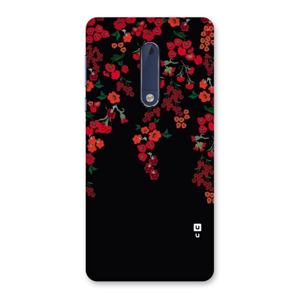 Red Floral Pattern Back Case for Nokia 5