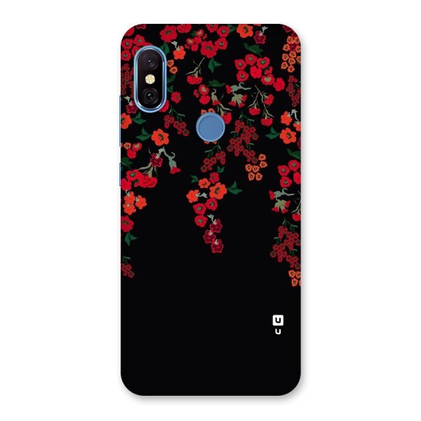 Red Floral Pattern Back Case for Redmi Note 6 Pro