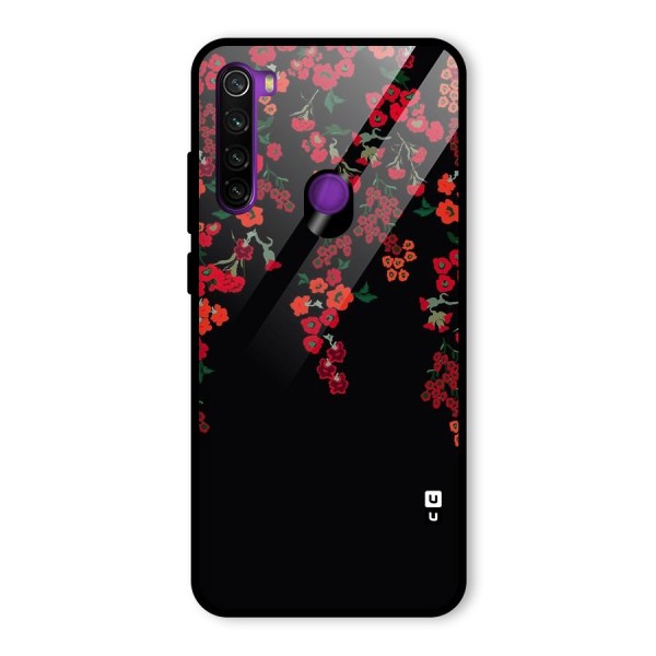 Red Floral Pattern Glass Back Case for Redmi Note 8