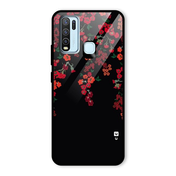 Red Floral Pattern Glass Back Case for Vivo Y50