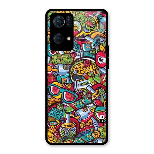 Retro Diamond Design Glass Back Case for Oppo Reno7 Pro 5G