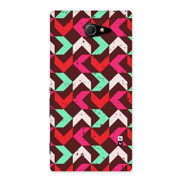 Retro Red Pink Pattern Back Case for Sony Xperia M2