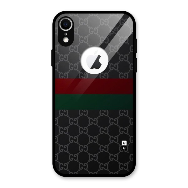 Royal Stripes Design Glass Back Case for iPhone XR Logo Cut