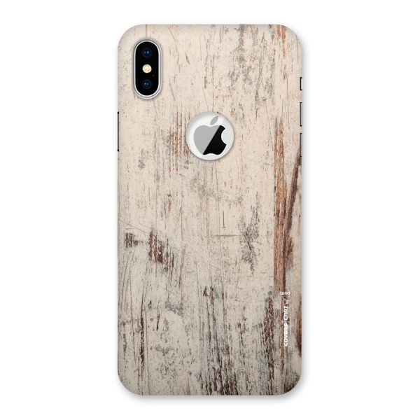 Rugged Wooden Texture Back Case for iPhone X Logo Cut