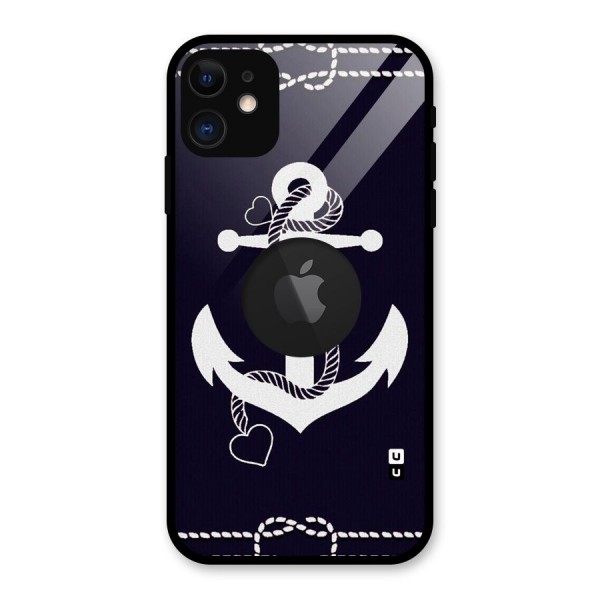 Sail Anchor Glass Back Case for iPhone 11 Logo Cut