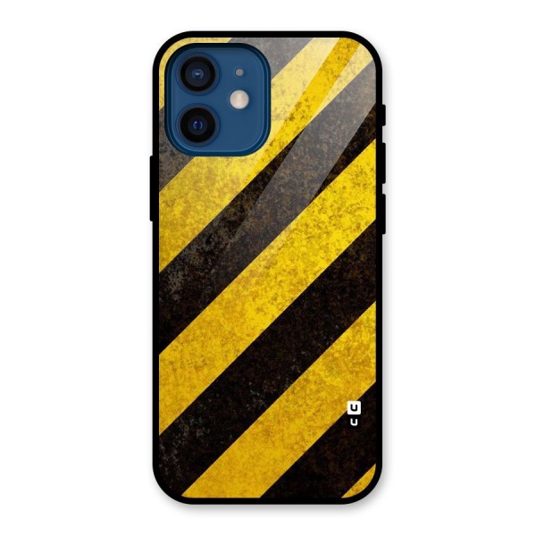 Shaded Yellow Stripes Glass Back Case for iPhone 12 Mini