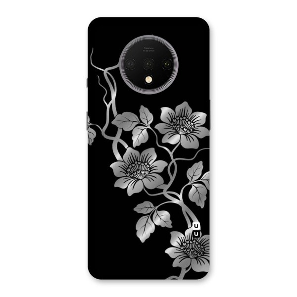 Silver Grey Flowers Back Case for OnePlus 7T