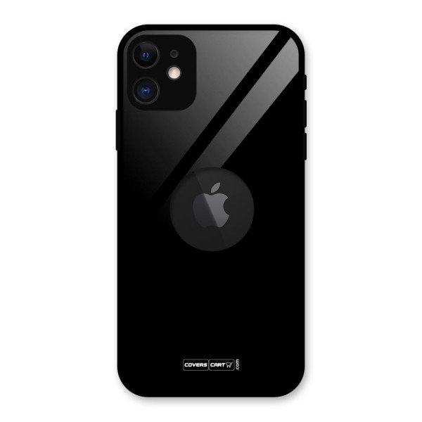 Simple Black Glass Back Case for iPhone 11 Logo Cut