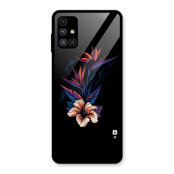 Single Painted Flower Glass Back Case for Galaxy M51