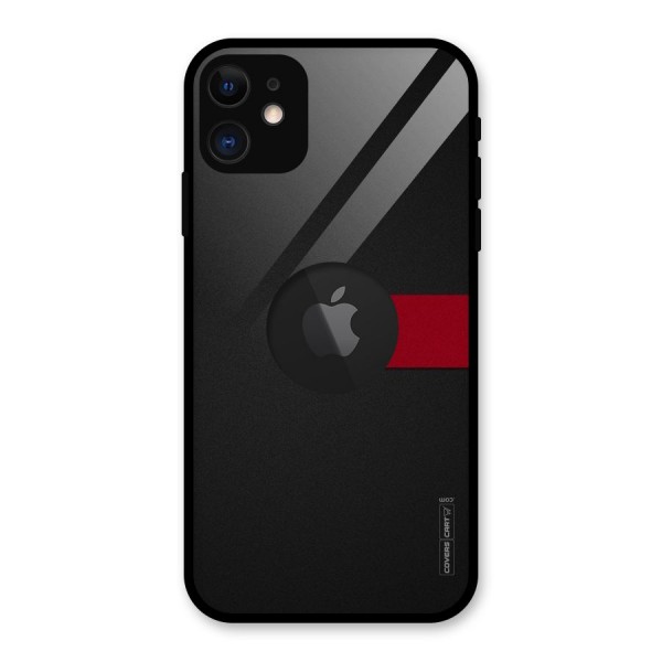 Single Red Stripe Glass Back Case for iPhone 11 Logo Cut