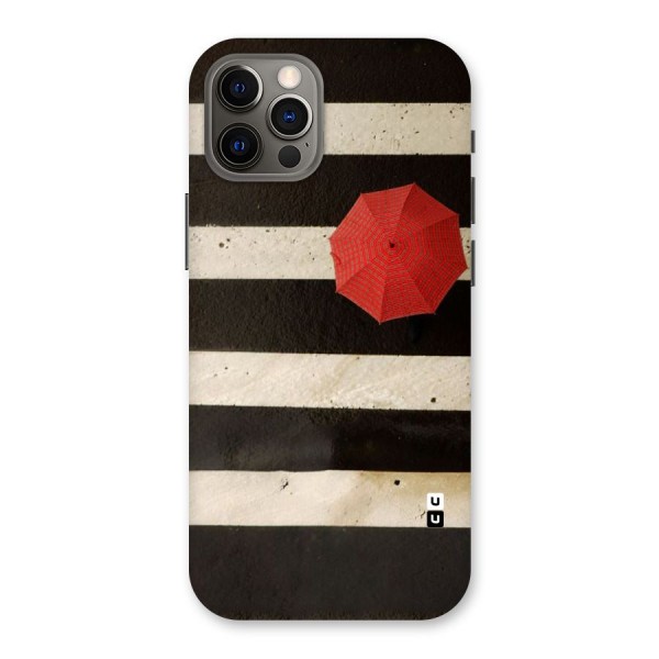 Single Red Umbrella Stripes Back Case for iPhone 12 Pro