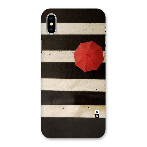 Single Red Umbrella Stripes Back Case for iPhone X
