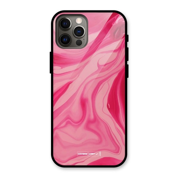 Sizzling Pink Marble Texture Glass Back Case for iPhone 12 Pro