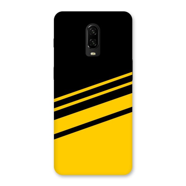 Slant Yellow Stripes Back Case for OnePlus 6T