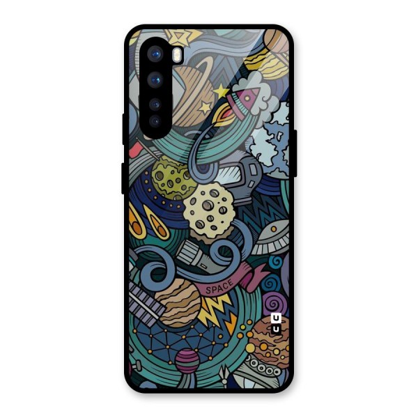 Space Pattern Blue Glass Back Case for OnePlus Nord