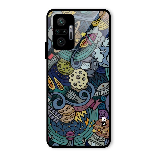 Space Pattern Blue Glass Back Case for Redmi Note 10 Pro
