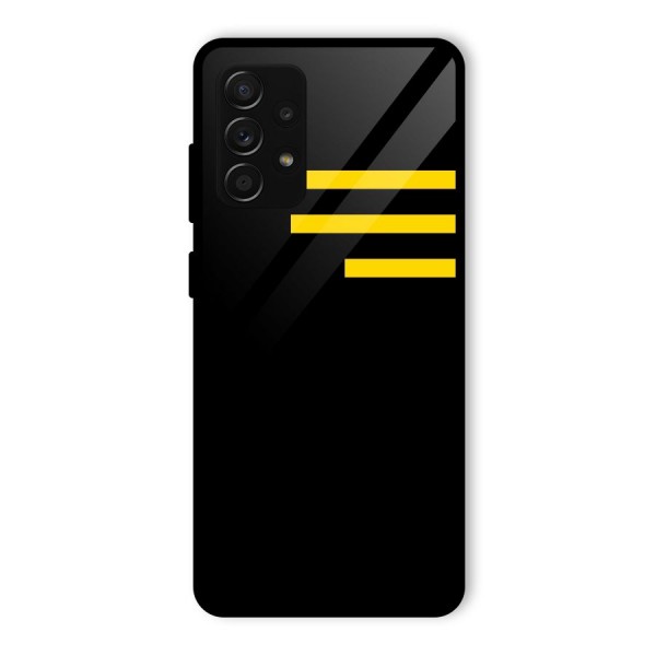 Sports Yellow Stripes Glass Back Case for Galaxy A53 5G