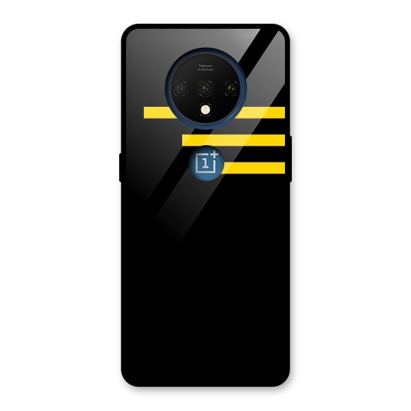 Sports Yellow Stripes Glass Back Case for OnePlus 7T