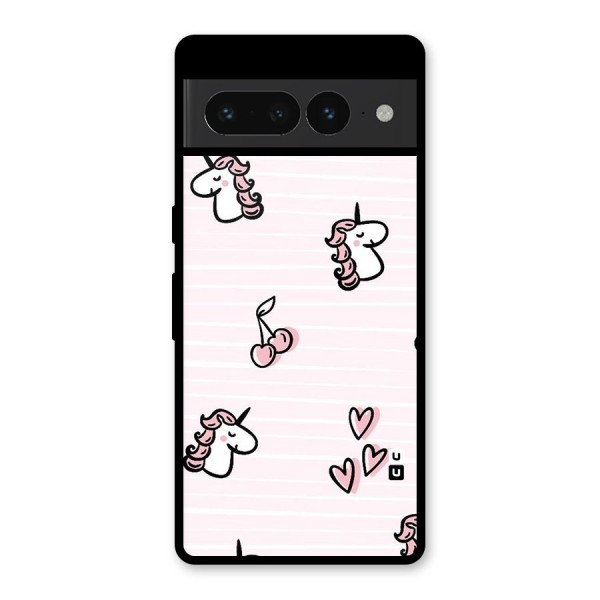 Strawberries And Unicorns Glass Back Case for Google Pixel 7 Pro