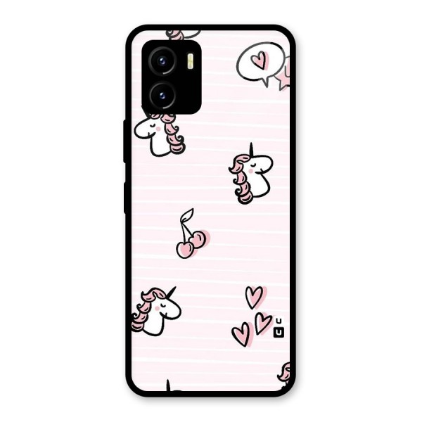 Strawberries And Unicorns Glass Back Case for Vivo Y15s