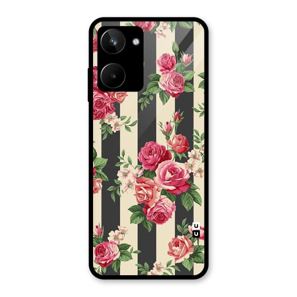 Stripes And Floral Glass Back Case for Realme 10