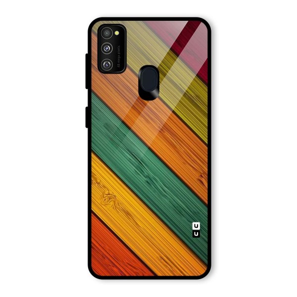 Stripes Classic Design Glass Back Case for Galaxy M21