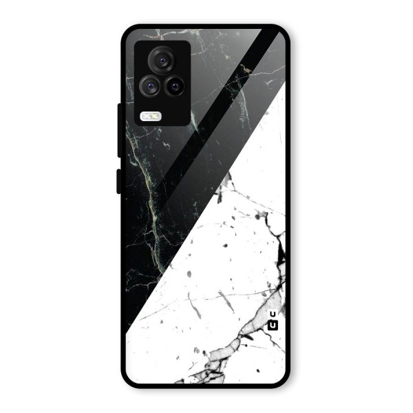 Stylish Diagonal Marble Glass Back Case for Vivo iQOO 7 Legend 5G