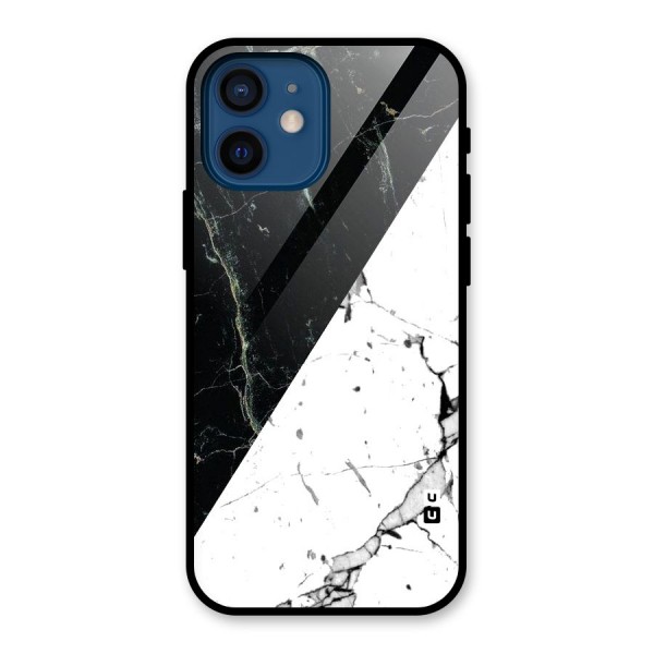 Stylish Diagonal Marble Glass Back Case for iPhone 12 Mini