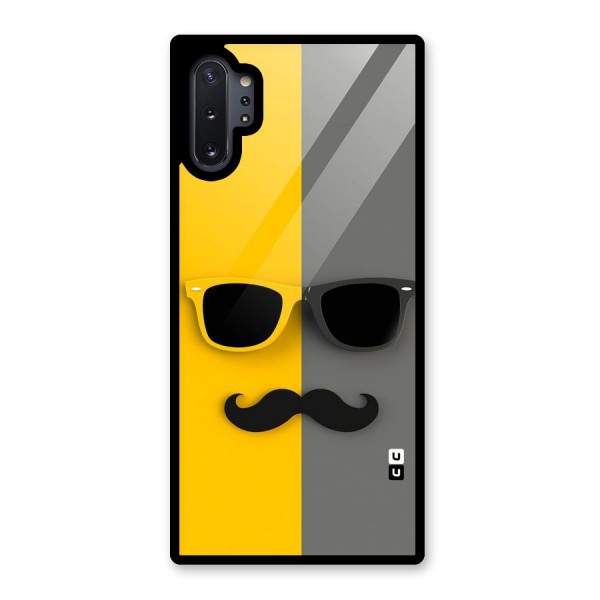 Sunglasses and Moustache Glass Back Case for Galaxy Note 10 Plus