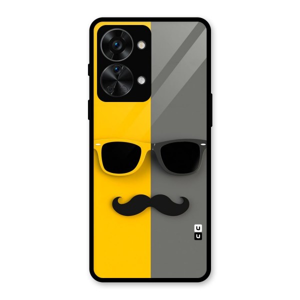 Sunglasses and Moustache Glass Back Case for OnePlus Nord 2T