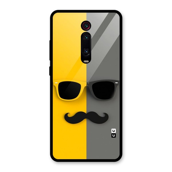 Sunglasses and Moustache Glass Back Case for Redmi K20 Pro