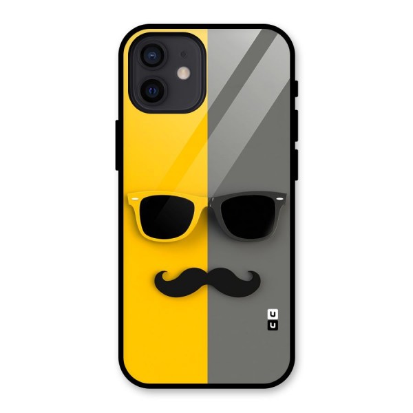 Sunglasses and Moustache Glass Back Case for iPhone 12