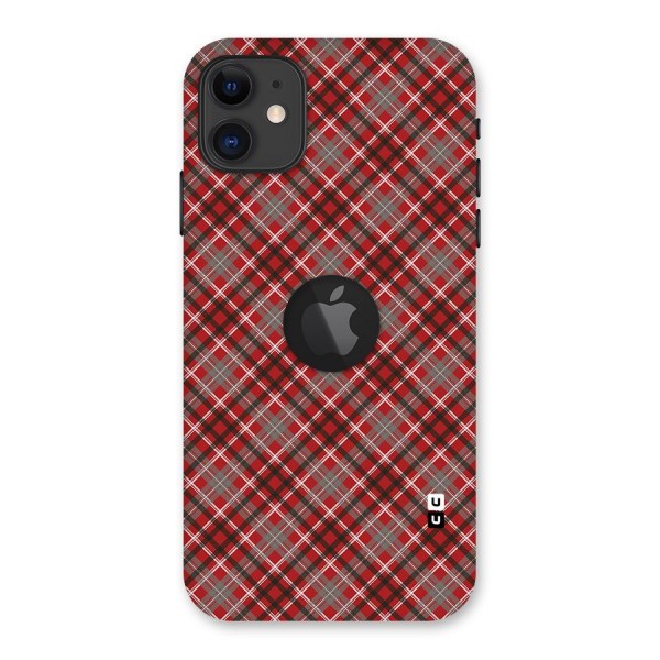 Textile Check Pattern Back Case for iPhone 11 Logo Cut