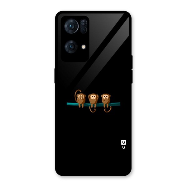 Three Cute Monkeys Glass Back Case for Oppo Reno7 Pro 5G