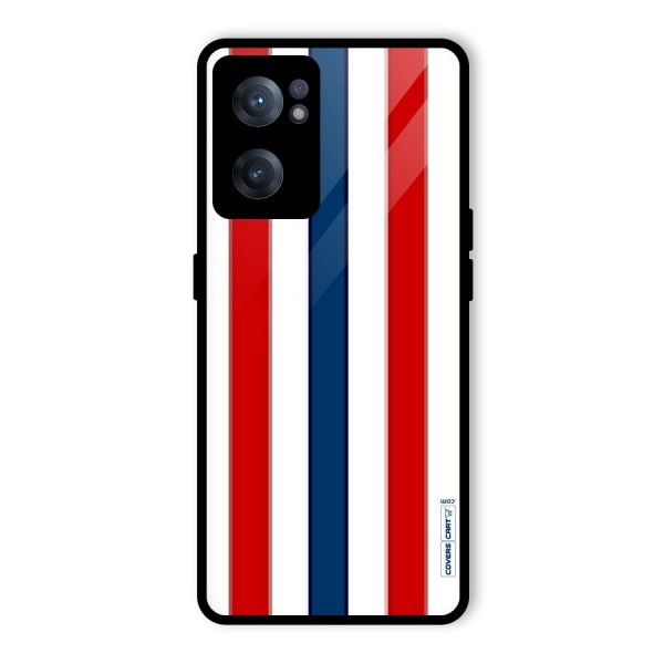 Tricolor Stripes Glass Back Case for OnePlus Nord CE 2 5G