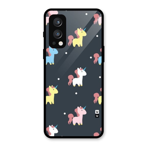 Unicorn Pattern Glass Back Case for OnePlus Nord 2 5G