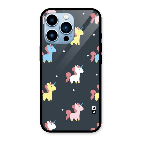 Unicorn Pattern Glass Back Case for iPhone 13 Pro