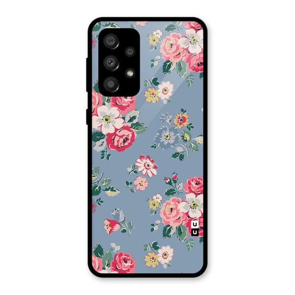 Vintage Flower Pattern Glass Back Case for Galaxy A32