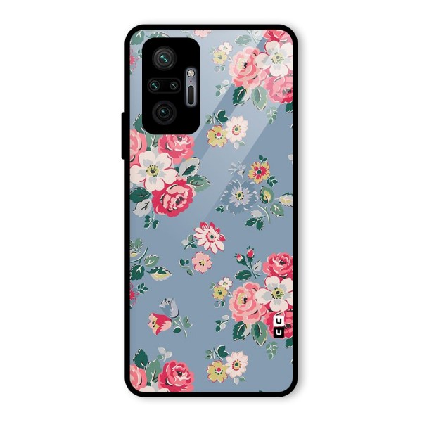 Vintage Flower Pattern Glass Back Case for Redmi Note 10 Pro