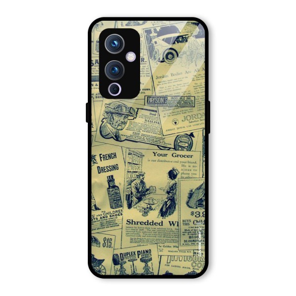 Vintage Newspaper Cutouts Glass Back Case for OnePlus 9