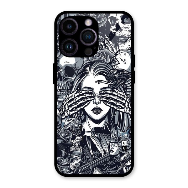 Vintage Skulls and Girl Style Glass Back Case for iPhone 14 Pro Max