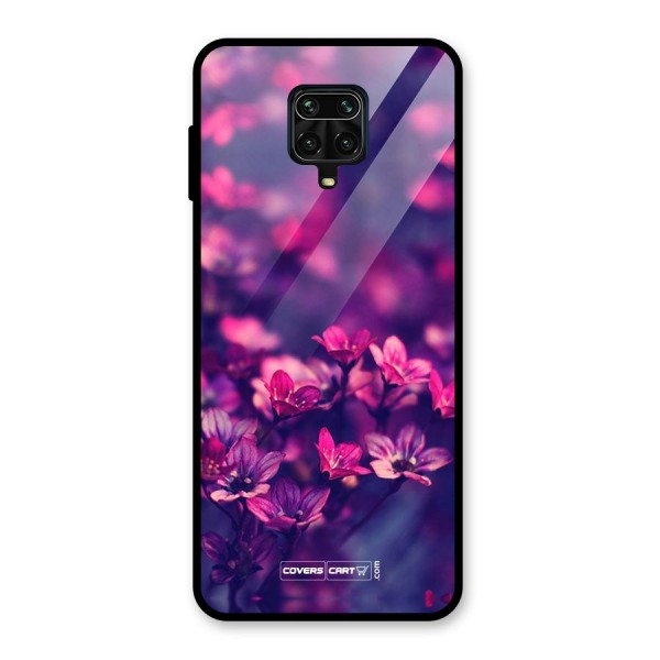 Violet Floral Glass Back Case for Redmi Note 9 Pro Max