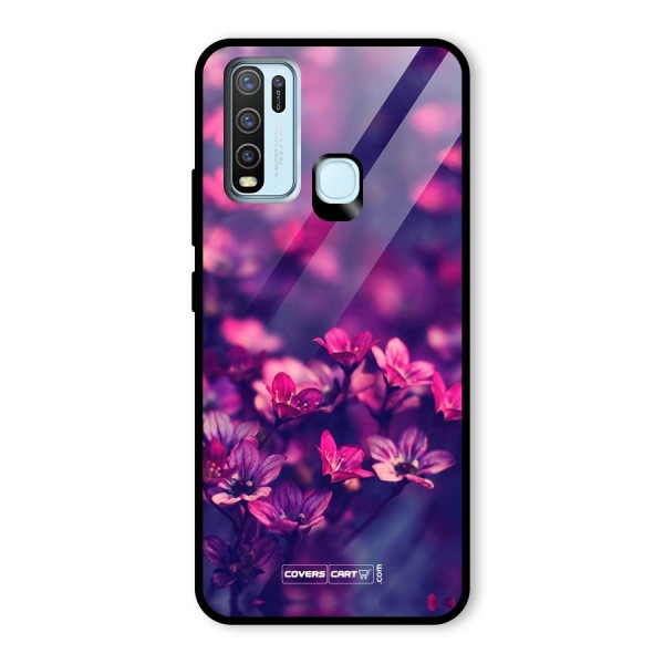 Violet Floral Glass Back Case for Vivo Y50