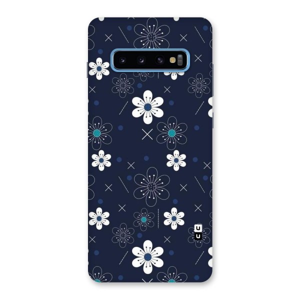 White Floral Shapes Back Case for Galaxy S10 Plus