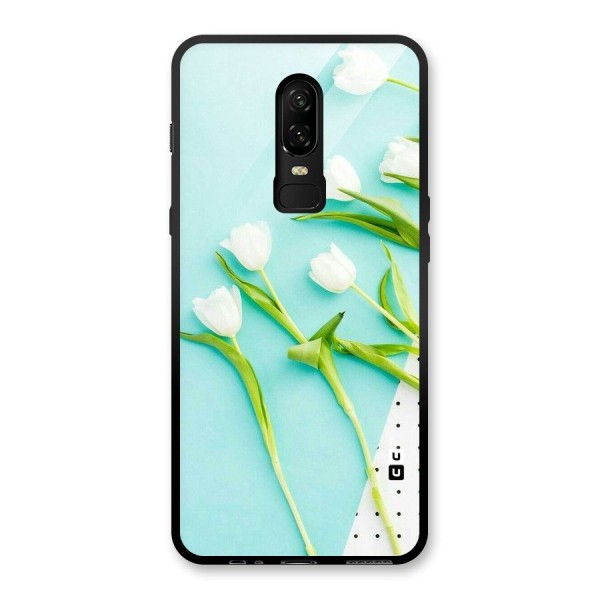 White Tulips Glass Back Case for OnePlus 6