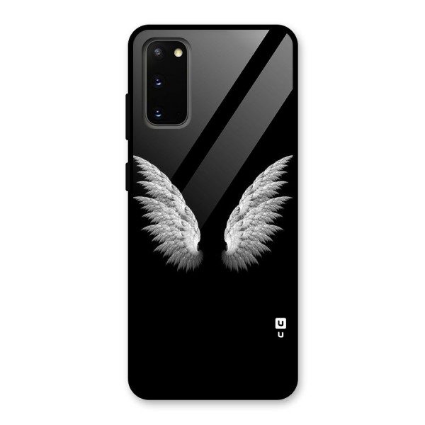 White Wings Glass Back Case for Galaxy S20