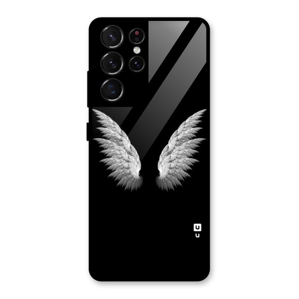 White Wings Glass Back Case for Galaxy S21 Ultra 5G
