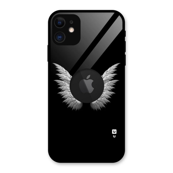 White Wings Glass Back Case for iPhone 11 Logo Cut